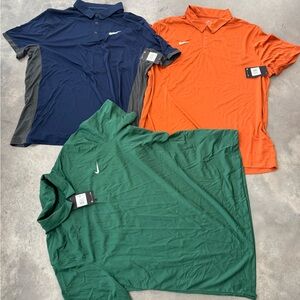 Nike Men's Polo Shirt Trio - Navy, Orange, and Green